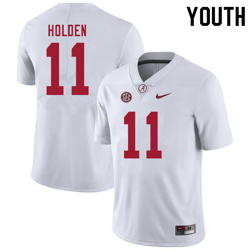 Alabama Crimson Tide Youth Traeshon Holden #11 White NCAA Nike Authentic Stitched 2020 College Football Jersey KY16Y82QM